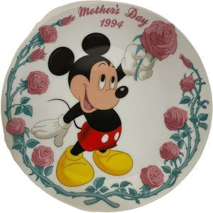 The Walt Disney Mother's Day Plate 1994 Grolier Collectible Rose Mickey Mouse 8"